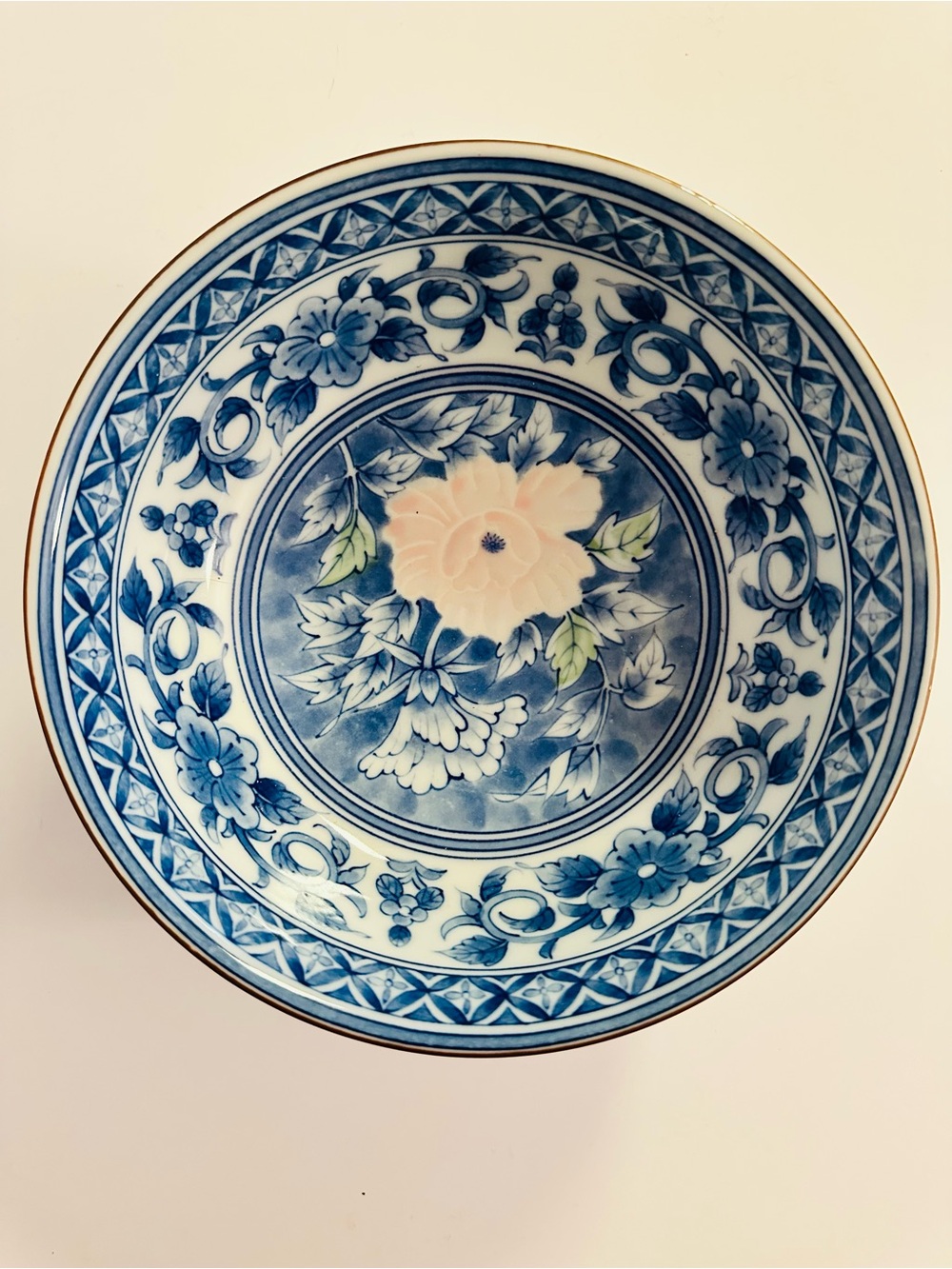 Vintage Sadek Imari style Blue Floral Decorative Bowl